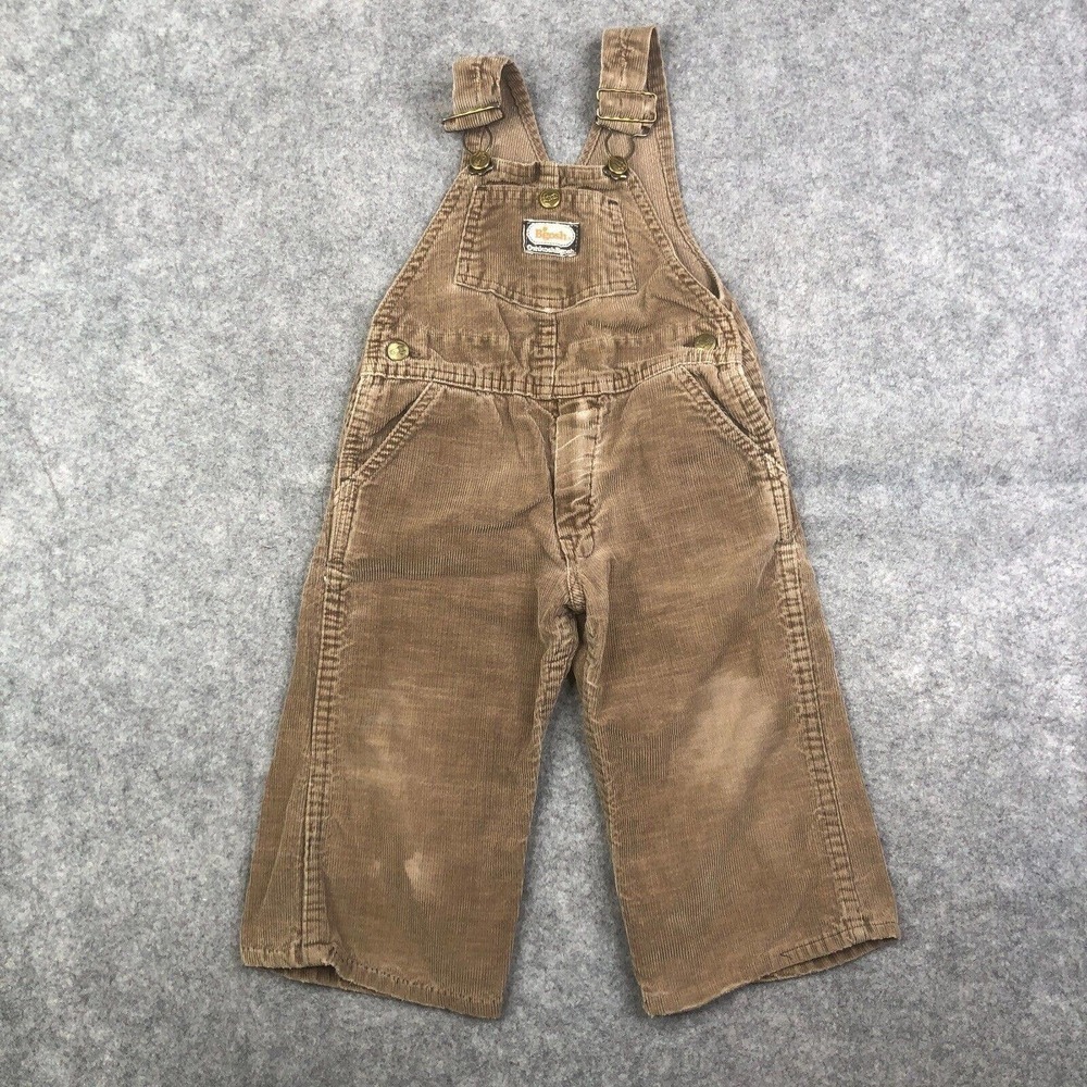 Vintage Oshkosh Corduroy Overalls Vestbak Kids Brown Bib Union Made NO Size